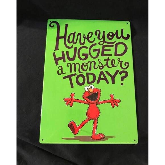Hug a Monster Elmo Metal Sign - Picture 1 of 4
